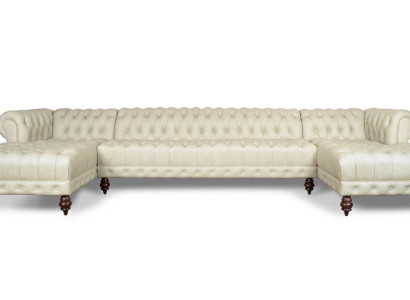 Chesterfield Couch U-shaped Sofa Classic Leather Living landscape Corner sofa - 366